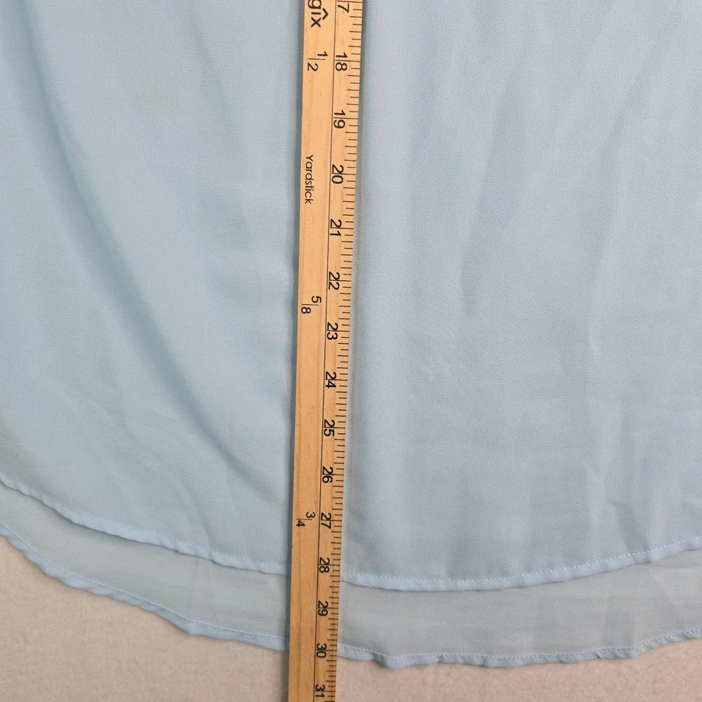 Mine Too Light Blue Embroidered Sleeve Keyhole Neck Blouse Top‎ Plus Size 3XL